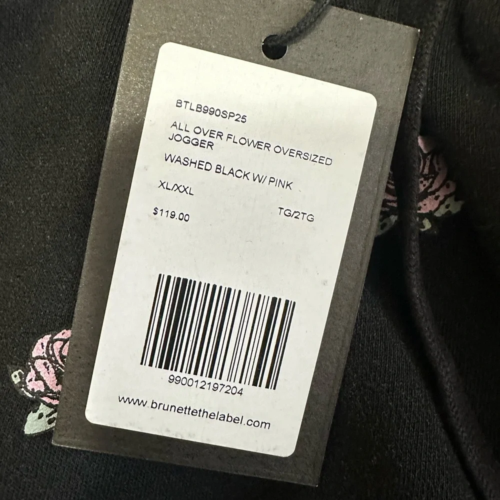 New Brunette The Label ALL OVER FLOWER OVERSIZED JOGGERS Sz XL/XLL - Picture 2 of 4